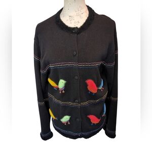 Vintage Great Cavalier Embroidered Bird cardigan medium
